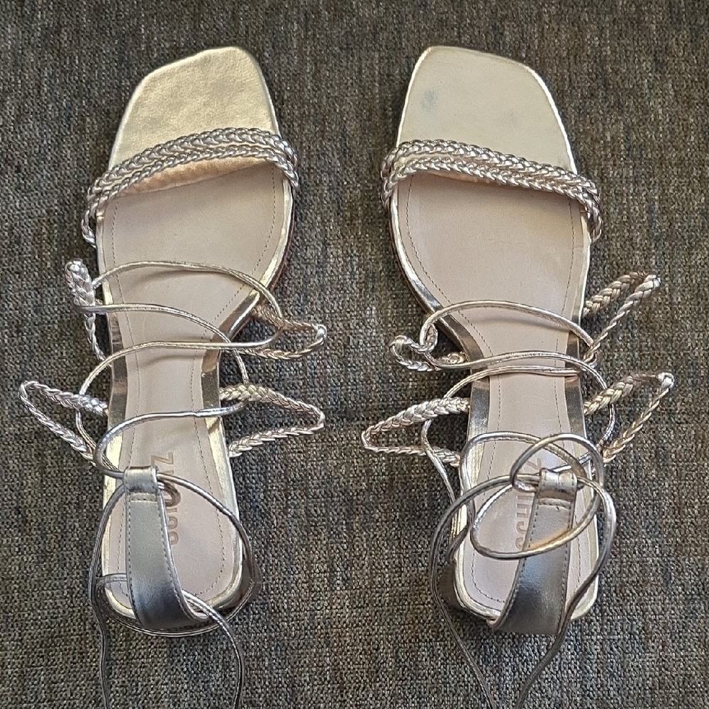 SCHUTZ Silver Sandals with Contemporary Design
